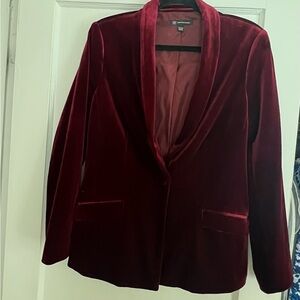 INC International Concepts Red Velvet Blazer with Wide Lapels